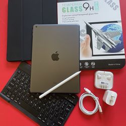 Apple IPad 8th Generation (10.2” Retina /Latest 18/ 2020 model) 32GB with stylus pen, keyboard & Accessories 