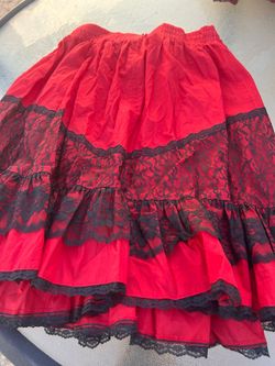 Red and black lace skirt
