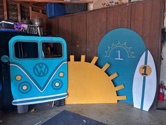Surf birthday party back drop