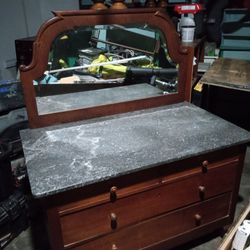 Vintage Dresser With Marble Top