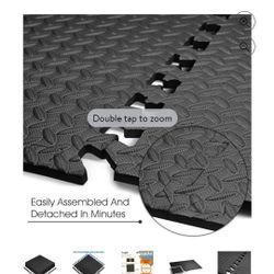 Interlocking exercise mat black,6 pcs 2'x2' set.(24 square feet)