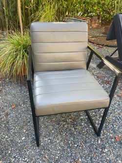 TWO Crate & Barrel Modern Sitting/Dining Leather Chairs