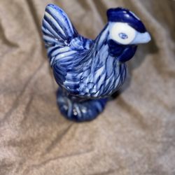 Blue Ceramic Bird Figurine