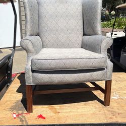 Light Grey And Blue Upholstery Chair