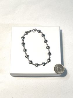 Vintage one-of-a-kind .925 silver heart shape link bracelet