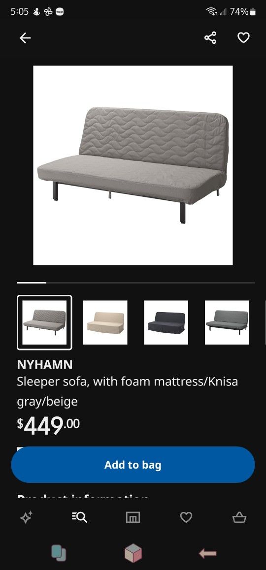 Ikea Futon / Bed (Queen Size)