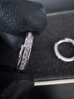 NEW -15mm Moissanite Huggie Hoop Earrings W/ Solid 925 Sterling Silver