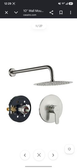 CasaInc 10" Wall Mount Round Shower Faucet Rain Shower System (Valve Included)