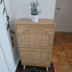 ✨ Modern Rattan Storage Cabinet / Shoe Cabinet – Excellent Condition ✨