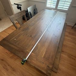 7FT World Market Farmhouse Dining Table Set w/ Bench + Chairs