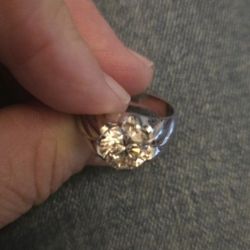 MENS 2 CT SILVER GENUINE MOISSANITE RING SIZE 8.5