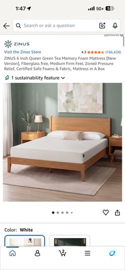Queen memory foam green tea cooling mattress