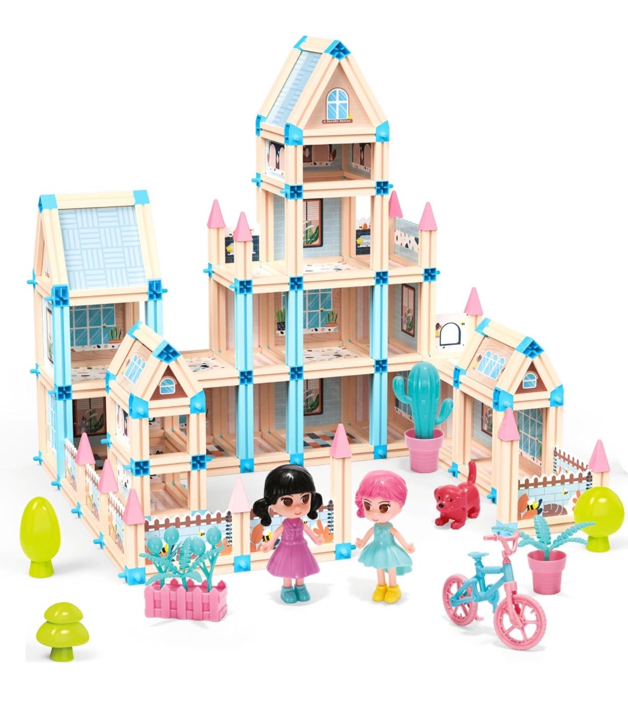 342-Piece 3D Princess Castle Villa Doll House Building Toy Set 
