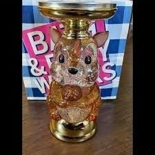 Bath & Body Works BBW Rare Fall Squirrel Globe Pedestal Candle Holder - New