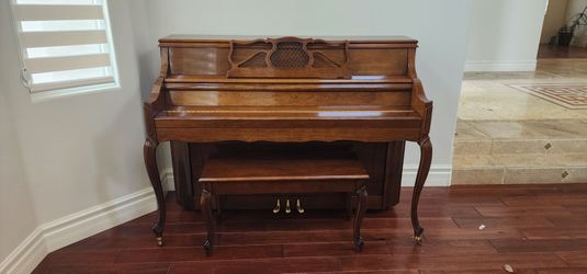 Charles R Walter Upright Piano w/matching Bench.