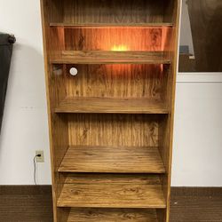 5 Shelf Bookcase. Laminate Wood Shelving Unit with Light. Knickknack Shelves