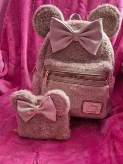 Loungefly Disney Minnie Mouse Fuzzy Mini Backpack Set