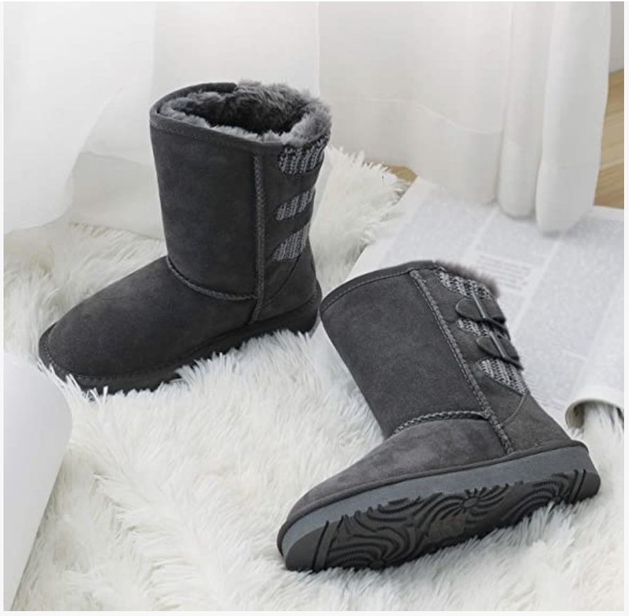 DREAM PAIRS Kids Faux Fur Lined Mid Calf Winter Snow Boots