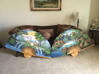 Hand painted folding fans