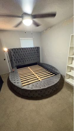 Grey/silver Queen size  storage bed-frame