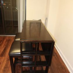 High-Top Dining Table + 2 Bar Stools – Dark Espresso