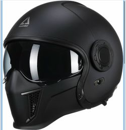 Triangle Convertible Full Face Motorcycle Helmet DOT Approved for Men Women Detachable mask transforms to 3/4 open face helmet, includes internal tint