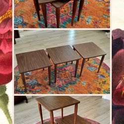 Vintage MCM Square Walnut Stacking Tables.  Great for those small spaces