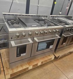 Gas stove 48 inch wide stainless steel NXR 6 burners