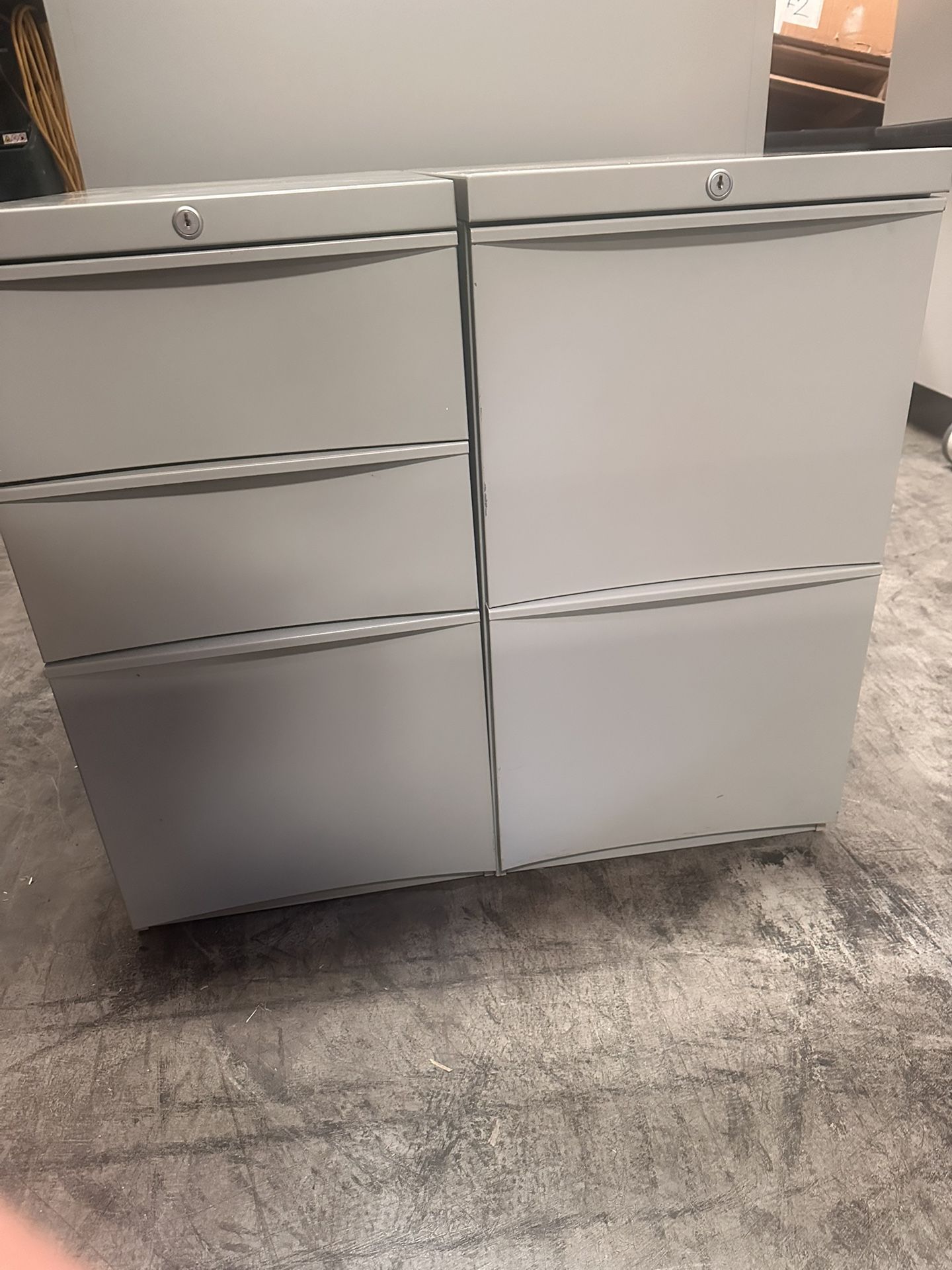 Steel 3-Drawer Filing Cabinets – Matching Pair Available