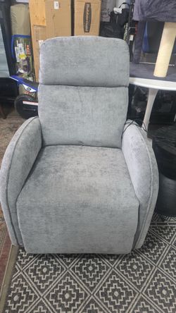 Chenille Gray 3-Position Swivel Power Nursery Recliner with USB and Induction Light Strip for Living Room