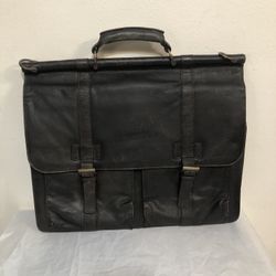 Black Rivet" (brown distressed) Genuine Leather Briefcase/Messenger Bag 