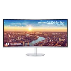 Samsung - 34” ViewFinity CJ791 QHD FreeSync Thunderbolt Monitor with speakers - White/Silver