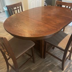 Brown High-Top Table and 4 Chairs 
