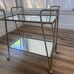 Gold 2 Tier Bar Cart With Wheels 