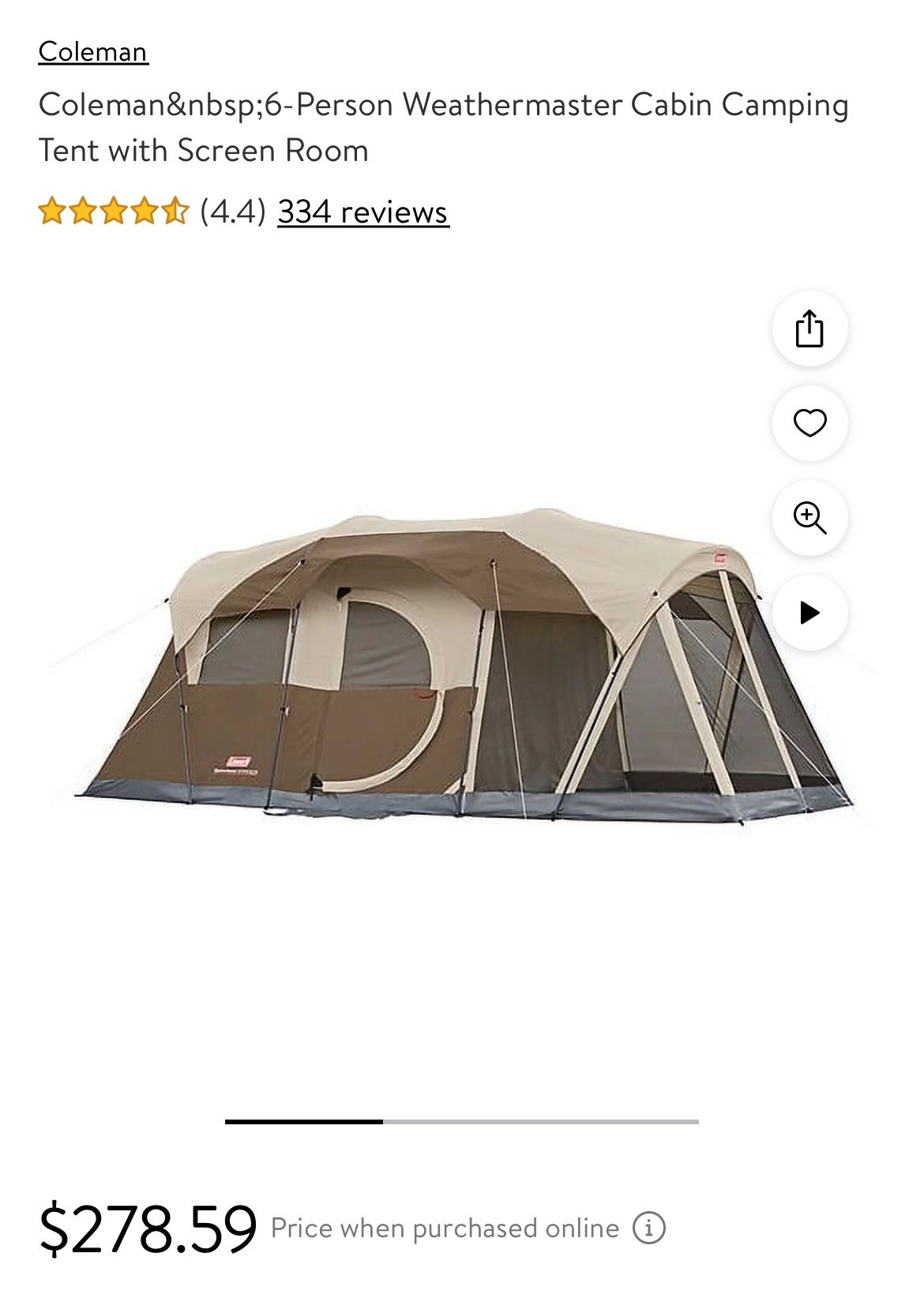 Coleman 6 Person Camping Fishing Cabin Tent