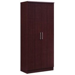 Hodedah 2-Door Armoire with 4-Shelves in Mahogany Mahogany - 16.7" x 32" x 72"