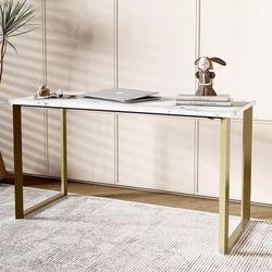White Marble and Gold Desk