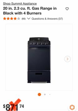 Summit Appliance 20 in. 2.3 cu. ft. Gas Range in Black with 4 Burners