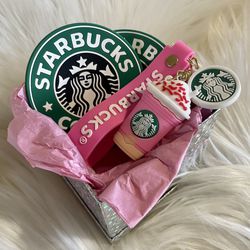 Brand New Pink Coffee Logo Starbucks 3 Piece Gift Set 