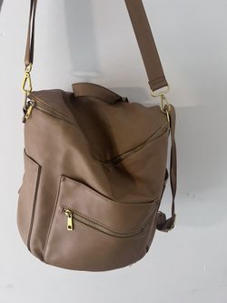 Fawn Brown Leather Diaper Bag