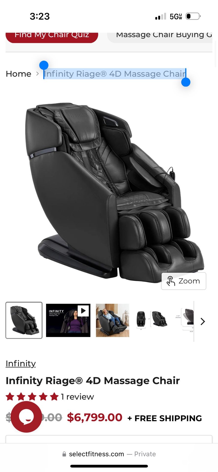 Infinity Riage Infinity Zero Gravity Massage Chair Infinity Riage