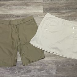 Women’s Nike gold shorts and Adidas skort size 6