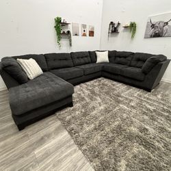 Black Sectional Couch - Free Delivery 