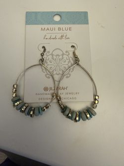 Earrings Gold And Teal Colors