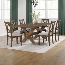 Bayside Lathan 7-Piece Dining Set Table + 6 Chairs
