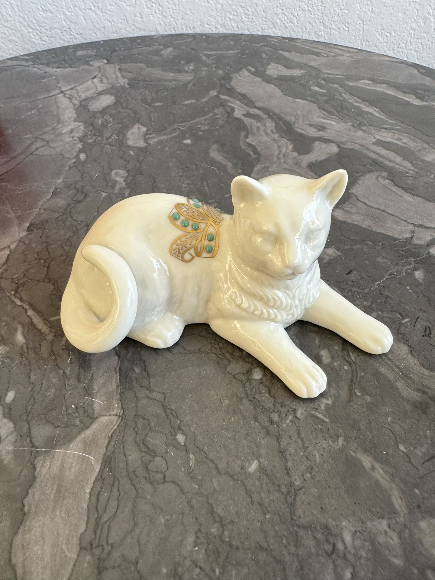 Lenox Jewel Collection Porcelain Cat Figurine – Gold & Enamel Accents