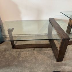 Modern Glass Coffee Table + Matching End Table