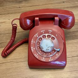 Mid Century Vintage Ruby Red Rotary Phone