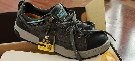 CAT P90266 - Caterpillar Women's Brode Steel Toe Dark Grey Oxford Shoes (NEW) Size 7