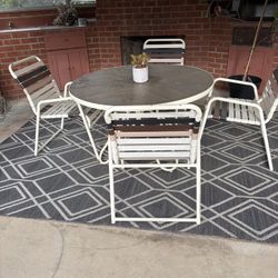 Vintage Patio Furniture, Table With 4 Chairs, Brown Jordan Style